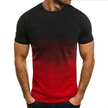 Nyári szín fokozatos változás alkalmi férfi póló 3D divat nyomtatás férfi utcai felső rövid ujjú oversize