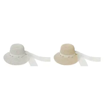 Női széles karimájú szalmakalapok Nyári tengerparti kalap Sun kalap csomagolható divat lélegző vödör kalap fesztivál vakációhoz utazás kültéri