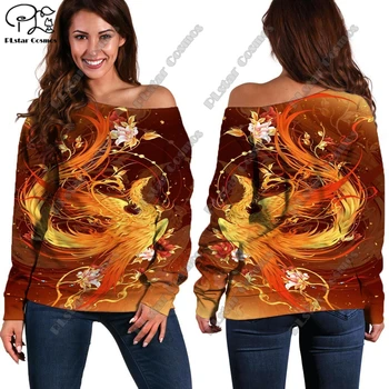 PLstar Cosmos 3D Print Legendary Phoenix Pattern vállon kívüli póló női nyári alkalmi üdülőhelyi stílusú kollekció