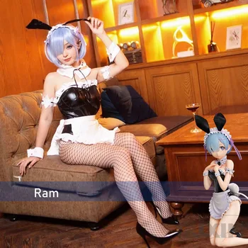 Ram Rem Cosplay Anime Re:zero Kara Hajimeru Isekai Seikatsu Cosplay jelmez Nyuszi lányok Ruha Nyúlfül Halloween jelmezek