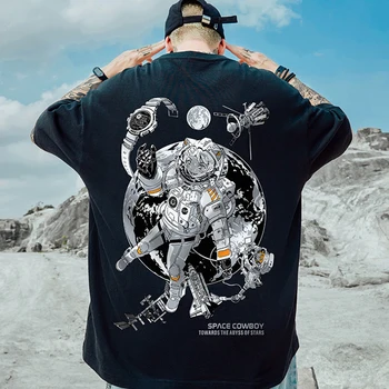 Spaceman Planet Men túlméretezett pólók Y2k anime hip-hop streetwear felsők póló rövid ujjú póló nyári vintage pamut pólók 8XL