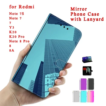 Sunjolly tükörtok kihajtható állvány PU bőr telefontok tok Coque Xiaomi Redmi Note 8 Pro 7S 7 K20 Pro 8A 7A Y3 tok táskához