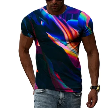 Személyiség Eredeti színű festett Uniszex pólók Nyári divat Férfiak alkalmi utcai stílus 3D nyomtatott kerek nyakú rövid ujjú póló
