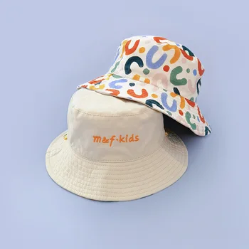 Tavaszi gyermek halász kalap baba nyári nap kalap baba aranyos pamut napvédő kalap lányok kétoldalas vékony kalap