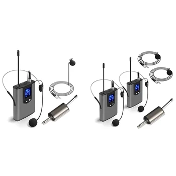 UHF hordozható vezeték nélküli fejhallgató / Lvalier mikrofon zsebadóval és vevővel 1/4Inch kimenet tartós Könnyen használható