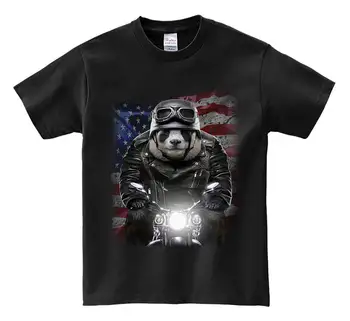 USA Amerika Patriot Biker Panda Riding Motorcycle rövid