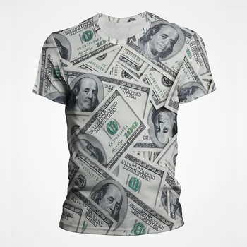USD dollár bankjegy pénz fantázia nyomtatás pólók Amerikai dollár grafikus férfi felsők póló retro streetwear alkalmi lélegző ruházat póló