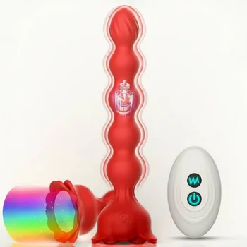 Világító anális dugó távirányító Rose gyöngyök Anális dugó, prosztata férfi és női maszturbációs vibrátor dugó Anale Vibrante
