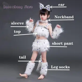 White Cat Cosplay lányoknak Szexi macska lány cosplay jelmezek Fox Girl Cosplay Állatos táncjelmezek gyerekeknek Halloween cosplay