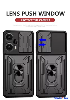 Xiaomi Poco F5 tok esetén Slide kamera lencse Protect ütésálló páncéltok Xiaomi Poco Little F5 5G kártyanyílás konzol hátlap