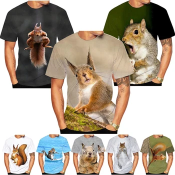 Új 3D nyomtatás Mókus pólók Állat vicces mókus 3D póló Unisex nyári divat Állati mókus nyomtató póló