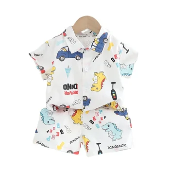 Új nyári babaruha öltöny Gyermek fiú divat rajzfilm ing rövidnadrág 2db/szett kisgyermek alkalmi jelmez Csecsemő gyerekek tréningruhák