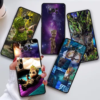 Őrzők a Galaxy Groot Phone Case fundas Xiaomi Mi Poco C50 X3 NFC M5 F1 X4 GT M3 M4Pro Mi 12 11 Lite 10TPro fekete héj