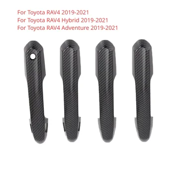 4Pcs szénszálas fekete autó külső kilincsfedél Toyota RAV4 Hybrid Adventure 2019-2021 Auto Styling díszítő tartozékokhoz