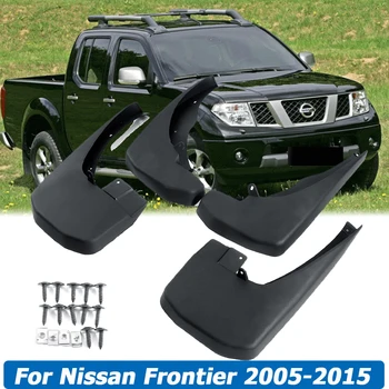 Fekete hátsó első PP Splash Car Mud Guards szárnyak Sárvédők Nissan Navara D40 Frontier 2005-2015 pickup autós kiegészítőkhöz