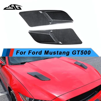 Valódi szénszálas autóipari motorháztető légbeömlő fedél a Ford Mustang GT500-hoz 2015-2017 motorháztető szellőző dekoráció